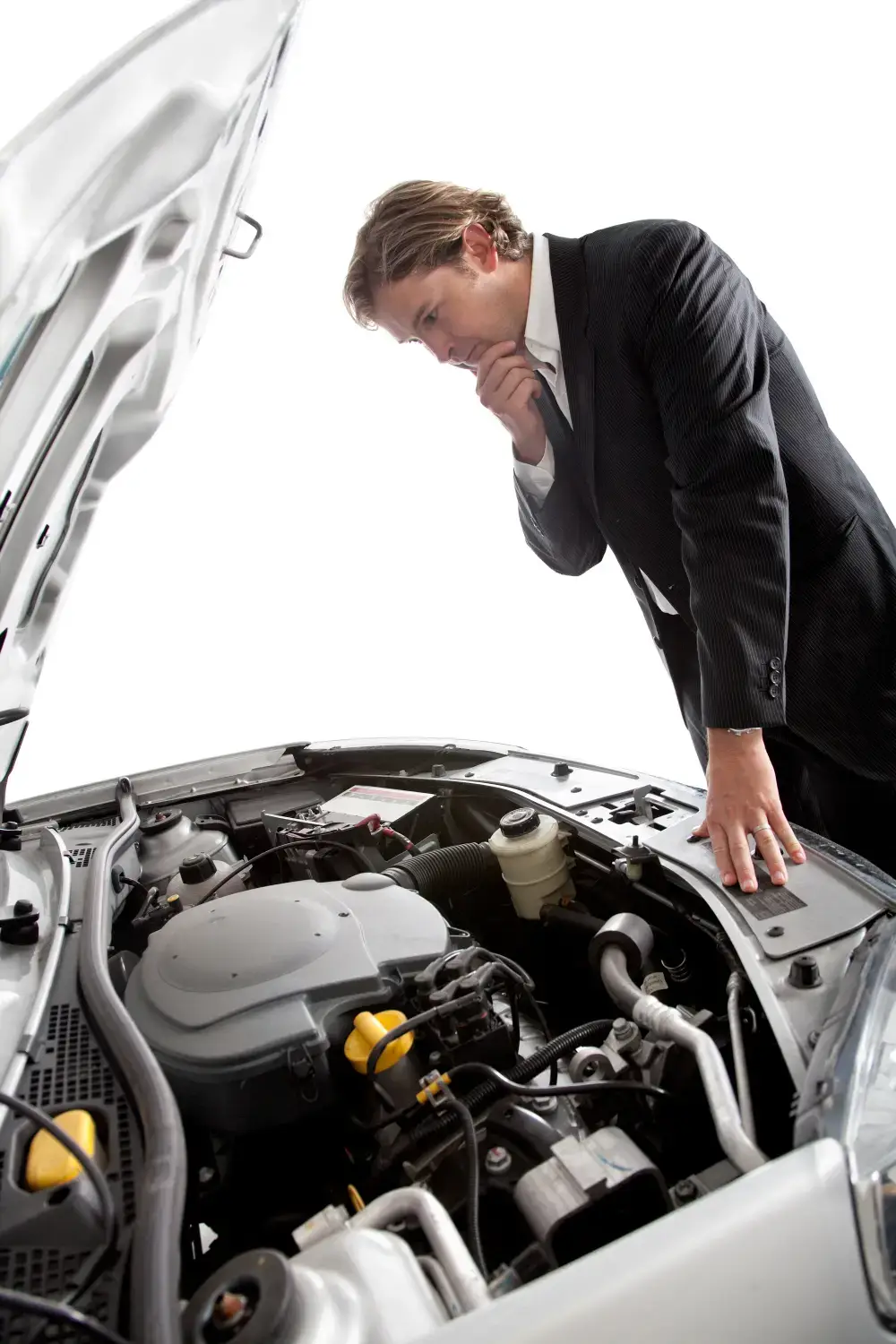 Man inspecting engine of car with open hood for Instant ECU remapping